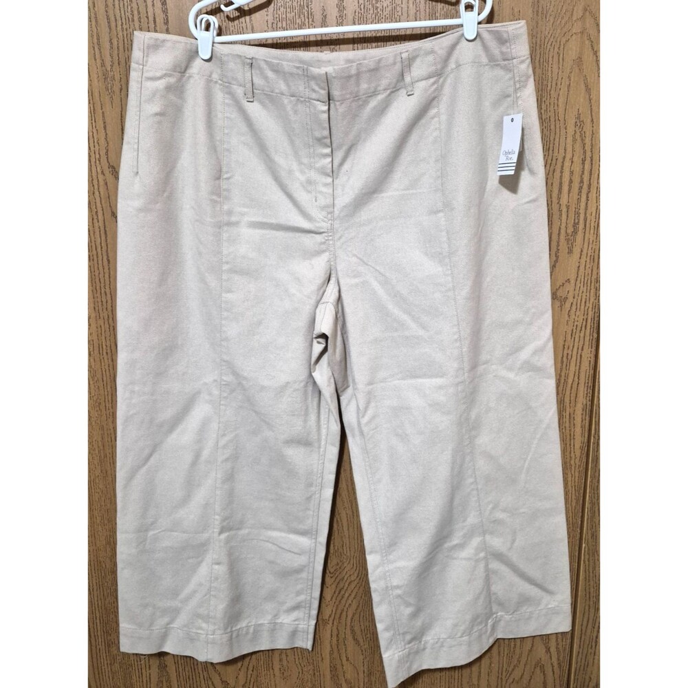 Ophelia Roe Women's Oatmeal Long Twill Pants Belt Loops Size 24 NWT